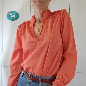 J Crew size Small coral poplin blouse. Perfect for summer and spring! Like new.